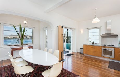 Stylish dinning room with view of Bondi Beach