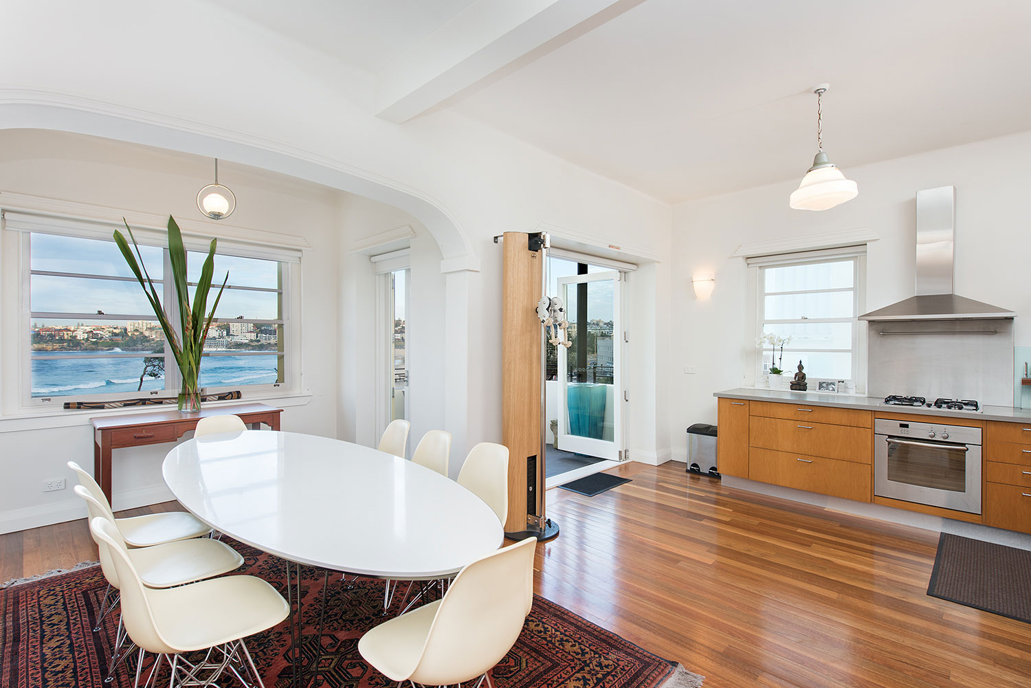 Stylish dinning room with view of Bondi Beach